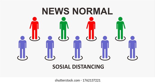 Social distancing icon. Keep the 2 meter distance. Avoid crowds. Coronovirus epidemic protective. Vector illustration