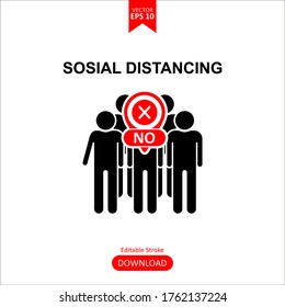 Social distancing icon. Keep the 2 meter distance. Avoid crowds. Coronovirus epidemic protective. Vector illustration