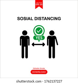 Social distancing icon. Keep the 2 meter distance. Avoid crowds. Coronovirus epidemic protective. Vector illustration