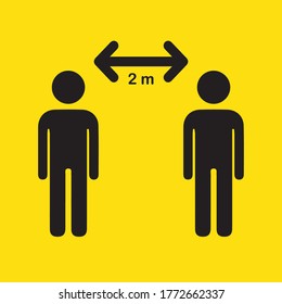 Social distancing icon. Keep the 2 meter distance. Avoid crowds. Coronovirus epidemic protective. Vector illustration silhouette