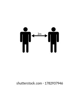 Social distancing icon. Keep the 2 meter distance. Coronovirus epidemic protective. New normal concept. Vector illustration