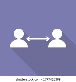  Social distancing icon. Keep the  distance.  stop covid 19,  coronavirus 
 icon  with long shadow vector