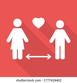  Icono de distanciamiento social. Mantén la distancia.  detener covid 19, coronavirus 
 icono con vector de sombra larga
