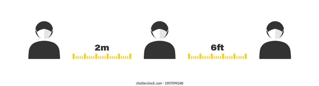 Icono de distanciamiento social. El distanciamiento social. Mantener la distancia en la sociedad pública para protegerla de la COVID. Ilustración del vector