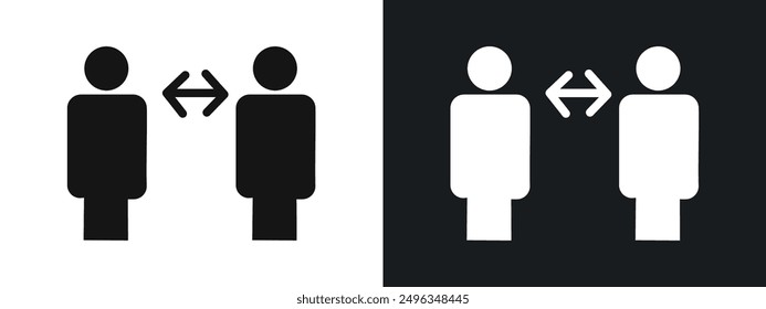Social distancing icon linear graphics set vector in black