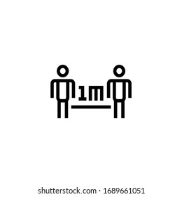 social distancing icon in linear, outline icon isolated on white background