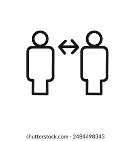 Social distancing icon linear vector graphics sign
