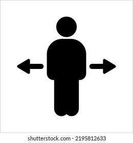 social distancing icon, measuring protection from the spread of virus, safety prevention, isolation of people from coronavirus, thin line web symbol on white background - edited vector illustration ep