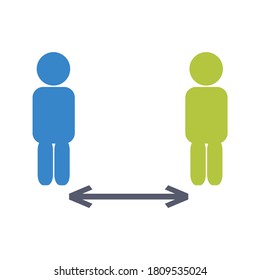 Social distancing icon on white background vector. 