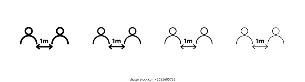 Social distancing icon Outline sign symbol set