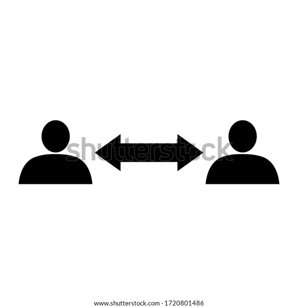 Social distancing icon. People divided by\
distance line. Vector\
Illustration