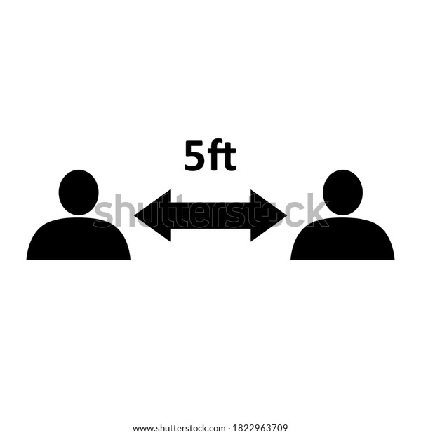 Social distancing icon. People divided by 5\
feet distance line. Vector\
Illustration