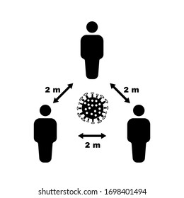 Social distancing icon. Quarantine and epidemic, bacterium, microbiology, pandemic symbol. Flat design. Stock - Vector illustration.