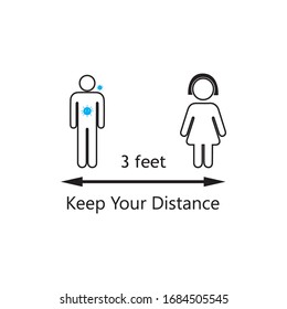  Social Distancing icon  and Self Quarantine  vector  illustration