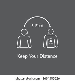  Social Distancing icon  and Self Quarantine  vector  illustration