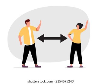 Icono de distanciamiento social. Signo vectorial de cuarentena automática. Pandemia del coronavirus. Instrucciones médicas durante el aislamiento de los copos. La gente mantiene la distancia social. Concepto epidémico. Cuidado de la salud, precaución con coronavirus