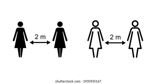Social distancing icon set. social distance icon. self quarantine sign