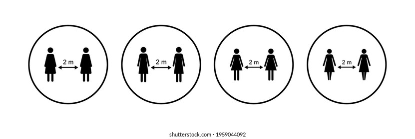 Social distancing icon set. social distance icon. self quarantine sign