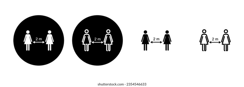Social distancing icon set. social distance icon. self quarantine sign