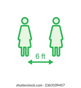 Juego de iconos de distanciamiento social. icono de distancia social. signo de cuarentena automática