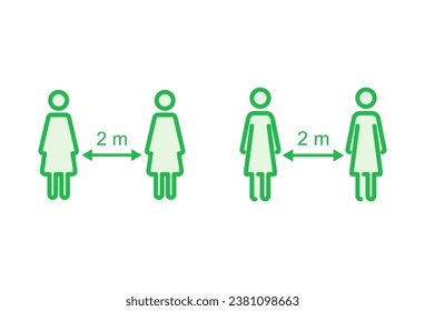Juego de iconos de distanciamiento social. icono de distancia social. signo de cuarentena automática