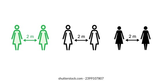 Social distancing icon set. social distance icon. self quarantine sign