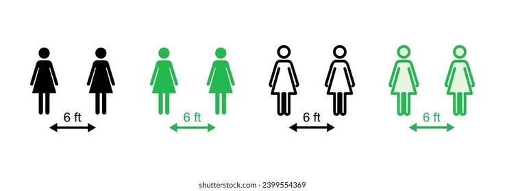 Social distancing icon set. social distance icon. self quarantine sign