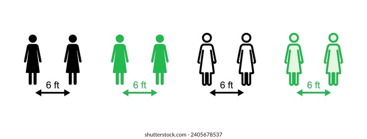 Social distancing icon set. social distance icon. self quarantine sign