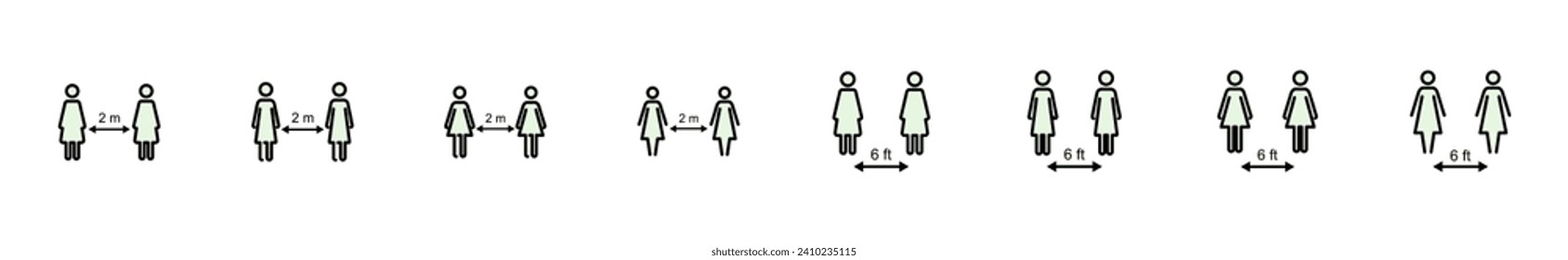 Social distancing icon set. social distance icon. self quarantine sign