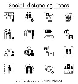 Social distancing icon set vector illustration graphic design