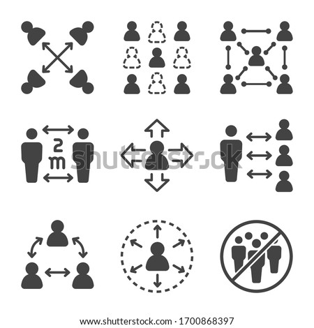 social distancing icon set,vector and illustration