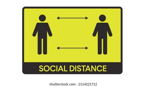 Social Distancing Icon or Sign. Vector isolated illustration of two people and an arrow, social distance.