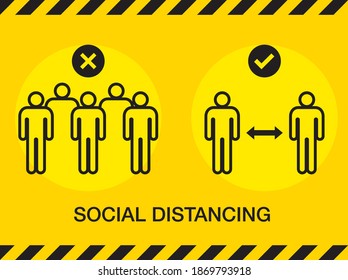 Social distancing icon. stop Covid-19 signage icon