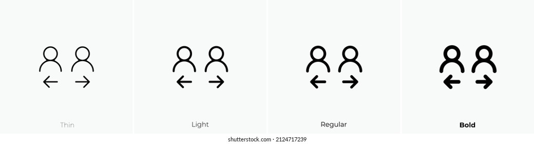 social distancing icon. Thin, Light Regular And Bold style design isolated on white background