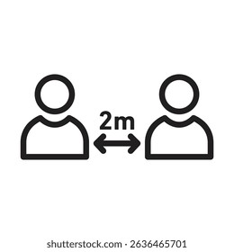 Social distancing icon Thin line illustration