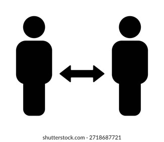 Social Distancing Icon mit zwei Figuren und Doppelpfeil - Hochwertiges Vektorgrafik-Stockbild