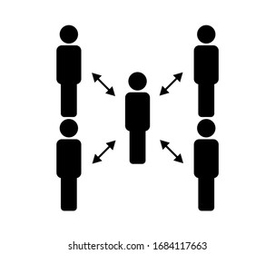 Icono de distanciamiento social ilustración vectorial, 
relacionados con cómo reducir la propagación
epidemia de una enfermedad.
