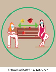 Distancia social, distanciamiento en la sociedad pública para proteger del coronavirus COVID-19
