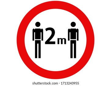 Icono de distanciamiento social Ilustración aislada en fondo blanco. Distancia entre personas a 2 metros de distancia