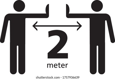 Social Distancing Icon Vector Illustration 2 meter