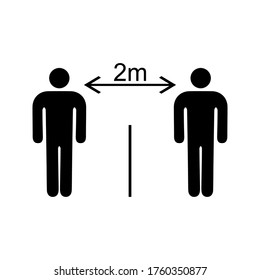 Ilustración del vector de iconos de distanciamiento social. Icono modificable. color modificable. sobre fondo blanco