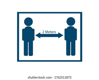 	
Social Distancing Icon Vector Illustration in dark blue, good for warning/announcement picture