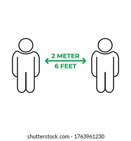 Ilustración del vector de icono de distanciamiento social