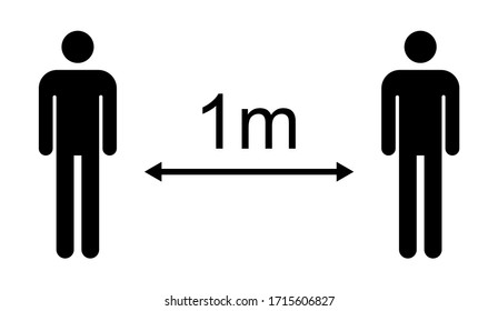 Social distancing icon vector isolated on white background. Covid-19 alert with man sign, vector illustration