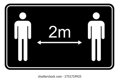 Social distancing icon vector isolated on white background. Covid-19 alert with man sign, vector illustration
