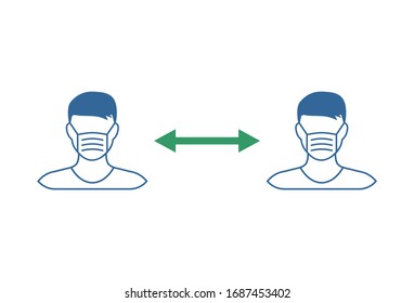Icono de distanciamiento social vector. Mantener la distancia y la cuarentena automática. Mantenga el signo de distancia. Signo de medidas de cuarentena.Coronavirus.