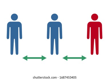 Social distancing icon vector. Keeping Distance and Self Quarantine. Keep distance sign. Quarantine measures sign. Coronavirus.
