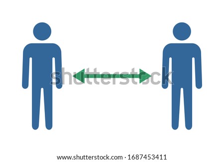Social distancing icon vector. Keeping Distance and Self Quarantine. Keep distance sign. Quarantine measures sign. Coronavirus.