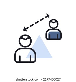 Symbol für soziale Distanzierung, Vektorgrafik. Unterschrift Quarantänemaßnahmen. Coronavirus. Bildsymbol für medizinische Website und Design von Apps, Logo, App, Benutzeroberfläche