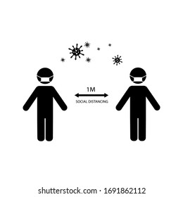 Social distancing icon vector. Social Distancing and Self Quarantine. Quarantine measures sign. Coronavirus.